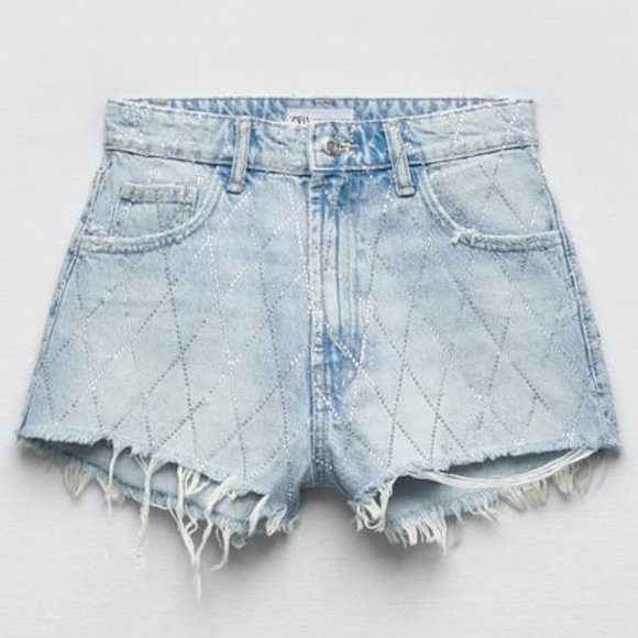 Zara Beautiful Rhinestone Shorts NWT - 0 - Picture 5 of 8